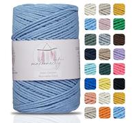 Makromecity, Baumwolle Makramee Garn 2mm x 180m Babyblau Recycelte Baumwolle zum Häkeln Cotton Macrame Cord für Handwerk Wohndekorationen Platzteller Umhängetasche Häkeltaschen Runner