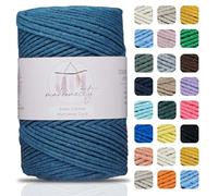 Makromecity, Baumwolle Makramee Garn 2mm x 180m Denim Blau Recycelte Baumwolle zum Häkeln Cotton Macrame Cord für Handwerk Wohndekorationen Platzteller Umhängetasche Häkeltaschen Runner