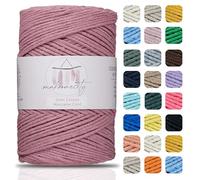 Makromecity, Baumwolle Makramee Garn 2mm x 180m Dusty Rose Recycelte Baumwolle zum Häkeln Cotton Macrame Cord für Handwerk Wohndekorationen Platzteller Umhängetasche Häkeltaschen Runner