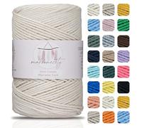Makromecity, Baumwolle Makramee Garn 2mm x 180m Ecru Recycelte Baumwolle zum Häkeln Cotton Macrame Cord für Handwerk Wohndekorationen Platzteller Umhängetasche Häkeltaschen Runner