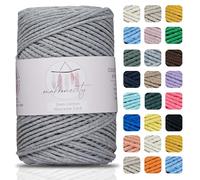 Makromecity, Baumwolle Makramee Garn 2mm x 180m Grau Recycelte Baumwolle zum Häkeln Cotton Macrame Cord für Handwerk Wohndekorationen Platzteller Umhängetasche Häkeltaschen Runner