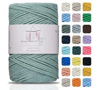 Makromecity, Baumwolle Makramee Garn 2mm x 180m Kreppgrün Recycelte Baumwolle zum Häkeln Cotton Macrame Cord für Handwerk Wohndekorationen Platzteller Umhängetasche Häkeltaschen Runner