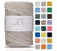 Makromecity, Baumwolle Makramee Garn 2mm x 180m Latte Recycelte Baumwolle zum Häkeln Cotton Macrame Cord für Handwerk Wohndekorationen Platzteller Umhängetasche Häkeltaschen Runner