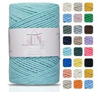 Makromecity, Baumwolle Makramee Garn 2mm x 180m Minze Recycelte Baumwolle zum Häkeln Cotton Macrame Cord für Handwerk Wohndekorationen Platzteller Umhängetasche Häkeltaschen Runner