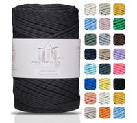 Makromecity, Baumwolle Makramee Garn 2mm x 180m Schwarz Recycelte Baumwolle zum Häkeln Cotton Macrame Cord für Handwerk Wohndekorationen Platzteller Umhängetasche Häkeltaschen Runner