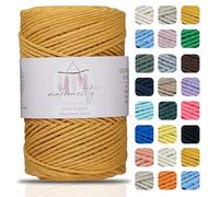 Makromecity, Baumwolle Makramee Garn 2mm x 180m Senf Recycelte Baumwolle zum Häkeln Cotton Macrame Cord für Handwerk Wohndekorationen Platzteller Umhängetasche Häkeltaschen Runner