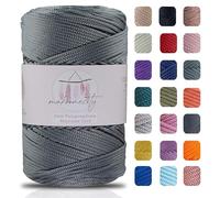 Makromecity Makramee Garn 2mm x 230m Premium Polyester Macrame Cord Polypropylene Yarn für Handwerk Wohndekorationen Platzteller Umhängetasche Handtasche Runner (Grau, 1 Strang)