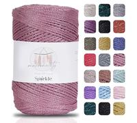 Makromecity Makramee Garn 2mm x 230m Premium Polyester Macrame Cord Polypropylene Yarn für Handwerk Wohndekorationen Platzteller Umhängetasche Handtasche Runner (Glitzer Staubige Rosa, 1 Strang)