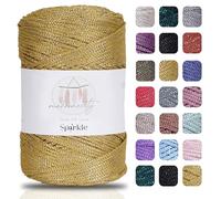 Makromecity Makramee Garn 2mm x 230m Premium Polyester Macrame Cord Polypropylene Yarn für Handwerk Wohndekorationen Platzteller Umhängetasche Handtasche Runner (Glitzer Senf, 1 Strang)