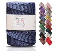 Makromecity Makramee Garn 3mm x 120m Denim Blau Premium Polyester Makramee Schnur Polypropylene Yarn Basteln für Wandbehänge Umhängetasche Handtasche Runner Schnullerkette Platzteller