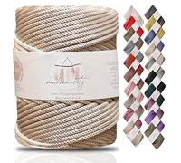 Makromecity Makramee Garn 5mm x 95m Premium Polyester Makramee Schnur Polypropylene Yarn Basteln für Wandbehänge Umhängetasche Handtasche Runner Schnullerkette Platzteller (Latte)