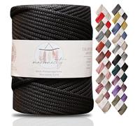 Makromecity Makramee Garn 5mm x 95m Premium Polyester Makramee Schnur Polypropylene Yarn Basteln für Wandbehänge Umhängetasche Handtasche Runner Schnullerkette Platzteller (Schwarz)