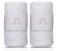 Makromecity, Makramee-Schnur, einsträngig, 3 mm x 91,4 m, 3 mm, einzelne Stränge, natürliche Baumwollkordel für Makramee, Kunst und Handwerk, für Wandbehänge, recycelte Baumwolle, Weiß, 2 Knäuel, 2