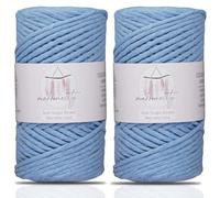 Makromecity, Makramee-Schnur, einsträngig, 3 mm x 91,4 m, 3 mm, einzelne Stränge, natürliche Baumwollkordel für Makramee, Kunst und Handwerk, für Wandbehänge, recycelte Baumwolle, 2 Knäuel