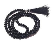 Mala Halskette, natur AAA schwarzer Turmalin 108 Mala schwarzer Turmalin Japa Mala 108 Gebetskette | Mala Halskette handgeknüpft Mala Armband 8 mm runde Perlen Meditation Quaste Buddhistische Mala