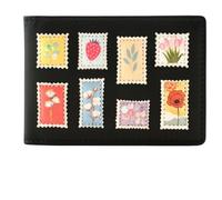 Mala Leather Botanists Post Floral Stamp ID & Card Holder RFID - Removable Insert Wallet, Holds 12 Cards, Leather Travel Pass Holder with Dust Bag, Schwarz , Eine Größe, Klassisch