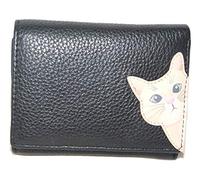 Mala Leather Cleo Cat Geldbörse aus weichem Leder, RFID-Design, klein, kompakt, dreifach faltbar, Schwarz , S, Zeitgenössisch