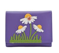 Mala Leather Peony Ladybird & Daisy Tri Fold Geldbörse - Echtes Leder Damen Geldbörse mit RFID - Blumenapplikation, Kartenfächer, Ausweisfenster & Münzfach mit Reißverschluss - 11 x 8,5 x 3 cm