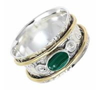 Malachit Edelstein 925 Sterling Silber Spinnerring Herren und Damen Meditationsring Geschenkartikel handgefertigter Schmuck CRG1212CB5_(51 (16.2))