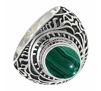 Malachit Edelstein 925 Sterling Silber Stilvoller Handgefertigter Band Ring Geschenkartikel Herren und Damen Alle Größen Schmuck CRG1219CB10_(56 (17.8))