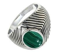 Malachit Edelstein 925 Sterling Silber Stilvoller Handgefertigter Band Ring Geschenkartikel Herren und Damen Alle Größen Schmuck CRG1171CB22_(68 (21.6))