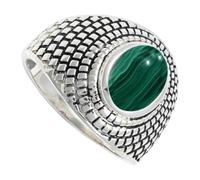 Malachit Edelstein 925 Sterling Silber Stilvoller Handgefertigter Band Ring Geschenkartikel Herren und Damen Alle Größen Schmuck CRG1172CB5_(51 (16.2))