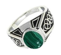 Malachit Edelstein 925 Sterling Silber Stilvoller Handgefertigter Band Ring Geschenkartikel Herren und Damen Alle Größen Schmuck CRG1170CB10_(56 (17.8))