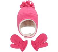 Malaxlx Baby Wintermütze Rosarot Sherpa Fleece Fäustlinge 3-12 Monate Warm Pilotmütze Jungen Mädchen