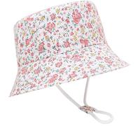 Malaxlx Blume Rosa Kleinkind Sonnenhut Fischerhut Kinder UV Schutz Sommerhut Strandhut Bucket Hat Eimer Hut für 2-4 Jahre Mädchen Jungen