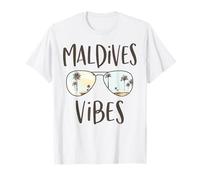 Maldives Tropical Island Vibes Palm Tree Sunset Sunglasses T-Shirt