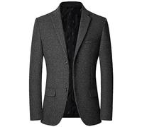 Male Blazer,Herren Wollblazer Slim Fit Jacke Langarm 2 Knöpfe Maßgeschneiderter Blazer Solid Cardigan Casual Business Smart Anzug Sportmantel Smoking Dinner Jacke,Grau,Xs
