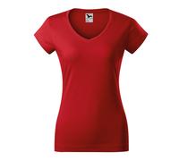MALFINI Damen T-Shirt Fit V-Neck - Rot | XS