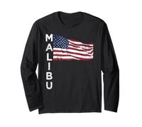 Malibu Beach California USA-Flagge Amerikanische Los Angeles Cali Langarmshirt