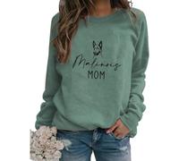 Malinois Mom Sweatshirt Womens Cute Graphic Sweatshirts Dog Lover Gift Long Sleeve Loose Lightweight Pullovers Tops