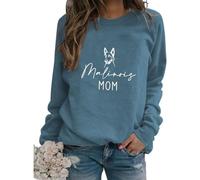 Malinois Mom Sweatshirt Womens Cute Graphic Sweatshirts Dog Lover Gift Long Sleeve Loose Lightweight Pullovers Tops