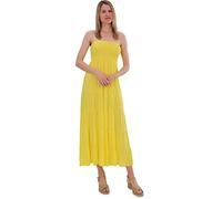 Malito - Damen Bandeaukleid - trägerloses Kleid für Strand & Alltag - Sommerkleid mit gesmoktem Oberteil - luftig lockeres Strandkleid 4635 (Größe: 34-42 gelb)