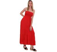 Malito - Damen Bandeaukleid - trägerloses Kleid für Strand & Alltag - Sommerkleid mit gesmoktem Oberteil - luftig lockeres Strandkleid 4635 (Größe: 34-42 rot)