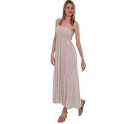 Malito - Damen Bandeaukleid - trägerloses Kleid für Strand & Alltag - Sommerkleid mit gesmoktem Oberteil - luftig lockeres Strandkleid 4635 (Größe: 34-42 beige)