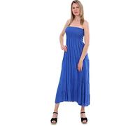 Malito - Damen Bandeaukleid - trägerloses Kleid für Strand & Alltag - Sommerkleid mit gesmoktem Oberteil - luftig lockeres Strandkleid 4635 (Größe: 34-42 blau)
