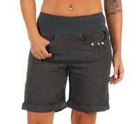 Malito Damen Bermuda aus Leinen | lässige Kurze Hose | Shorts für den Strand | Pants - Hotpants 6822 (dunkelgrau, L)