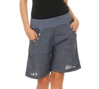 Malito Damen Bermuda aus Leinen | Shorts für den Strand | lässige Kurze Hose | Pants - Hotpants 8024 (Jeansblau, XL)