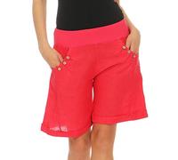 Malito Damen Bermuda aus Leinen | Shorts für den Strand | lässige Kurze Hose | Pants - Hotpants 8024 (pink, S)