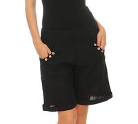 Malito Damen Bermuda aus Leinen | Shorts für den Strand | lässige Kurze Hose | Pants - Hotpants 8024 (schwarz, M)