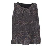 Malito - Damen Bluse ärmellos - leichte Tunika ohne Ärmel - Elegante Schlupfbluse mit Rundhals - lockeres Blusenshirt für Frauen Leo Print und Uni 6879 - (Leo-Dunkelgrau)