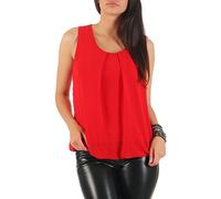 Malito - Damen Bluse ärmellos - leichte Tunika ohne Ärmel - Elegante Schlupfbluse mit Rundhals - lockeres Blusenshirt für Frauen Leo Print und Uni 6879 - (Rot)
