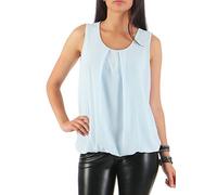 Malito - Damen Bluse ärmellos - leichte Tunika ohne Ärmel - Elegante Schlupfbluse mit Rundhals - lockeres Blusenshirt für Frauen Leo Print und Uni 6879 - (Hellblau)