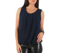 Malito - Damen Bluse ärmellos - leichte Tunika ohne Ärmel - Elegante Schlupfbluse mit Rundhals - lockeres Blusenshirt für Frauen Leo Print und Uni 6879 - (Dunkelblau)