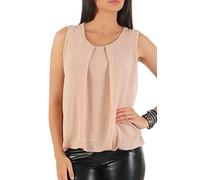 Malito - Damen Bluse ärmellos - leichte Tunika ohne Ärmel - Elegante Schlupfbluse mit Rundhals - lockeres Blusenshirt für Frauen Leo Print und Uni 6879 - (Beige)