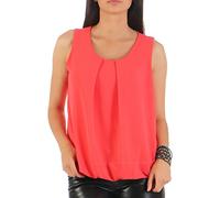 Malito - Damen Bluse ärmellos - leichte Tunika ohne Ärmel - Elegante Schlupfbluse mit Rundhals - lockeres Blusenshirt für Frauen Leo Print und Uni 6879 - (Coral)