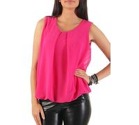Malito - Damen Bluse ärmellos - leichte Tunika ohne Ärmel - Elegante Schlupfbluse mit Rundhals - lockeres Blusenshirt für Frauen Leo Print und Uni 6879 - (Pink)